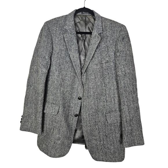 Harris Tweed 44 Andhurst Blazer Jacket Gray Herringbone Academia Career British - Picture 1 of 4